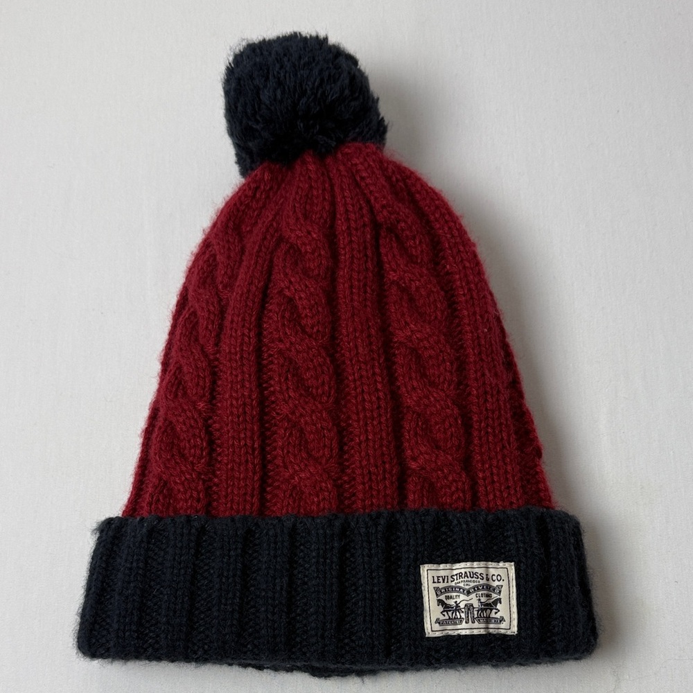 Levi's Kids Burgundy and Navy Knit Hat